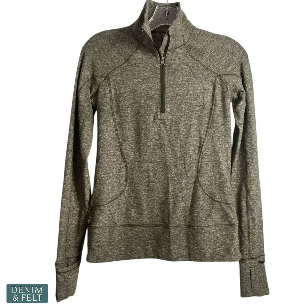 Lululemon Rush Hour 1/2 Zip Pullover‎ Sweatshirt Olive Green Size 8 ~ EUC!!